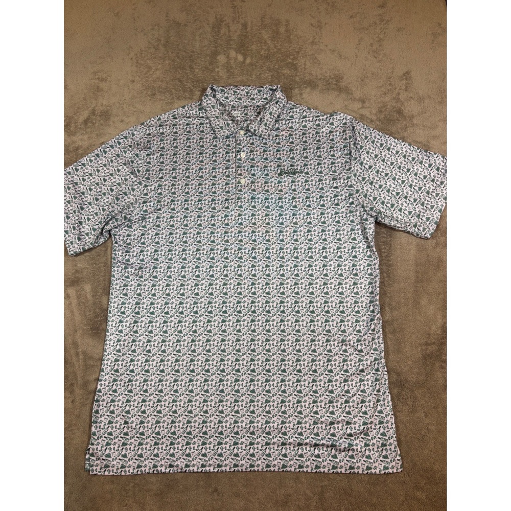 Onward Reserve Mens Performance Polo Shirt L Pink Cocktail Print Sea Island